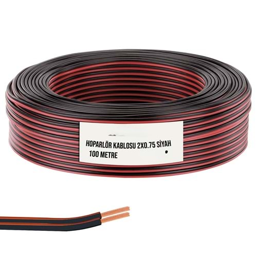 ARMAĞAN HOPARLÖR KABLOSU 2X1,50 100 MT SİYAH BAKIR ( CU )