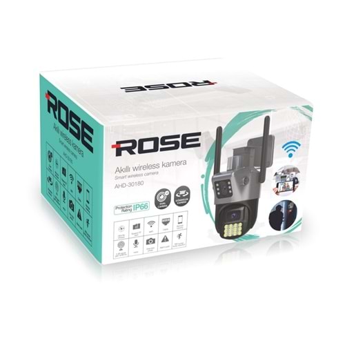 ROSE AHD-30205 Solar Çift Lens Hareket Algılama Gece Görüş DesteğiDış Mekan Wifi Kamera