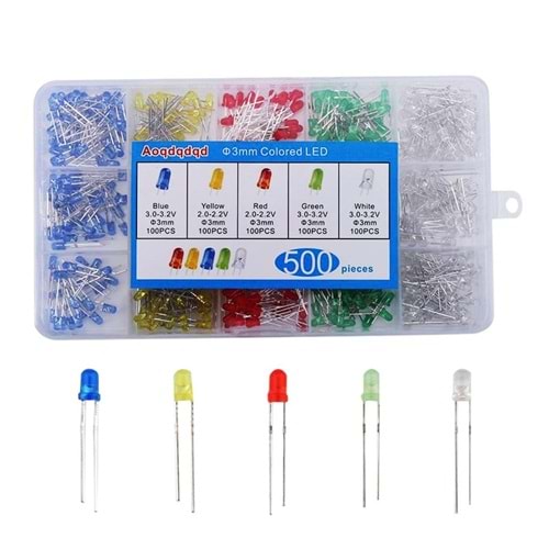 OEM Led Diyot 3mm- Mantar Led Led Diyot 500 Adet Renkli