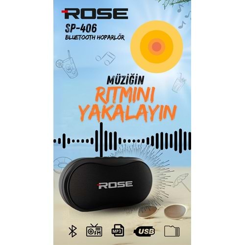 ROSE SP-406 FM/MP3/Bluetooth/USB/Micro SD ŞARJLI MÜZİK KUTUSU