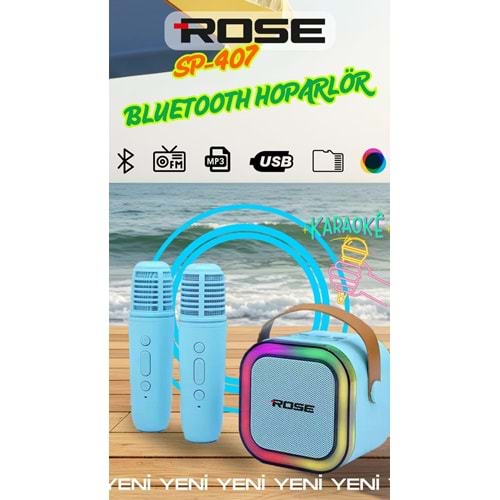 ROSE SP-407 MİKROFONLU FM/MP3/Bluetooth/USB/Micro SD ŞARJLI MÜZİK KUTUSU