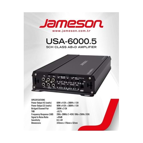 JAMESON USA-6000.5 5 KANAL OTO ANFİ BASS KONTROLLÜ