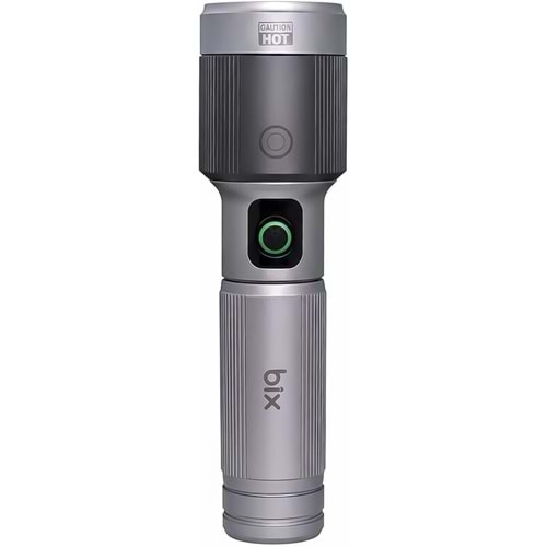 BİX BX5101FL 2300 Lümen 60W Led El Feneri Teleskopik Zoom Metal Gövdeli Şarj Edilebilir 850 Metre Uzun Menzilli Flashlight