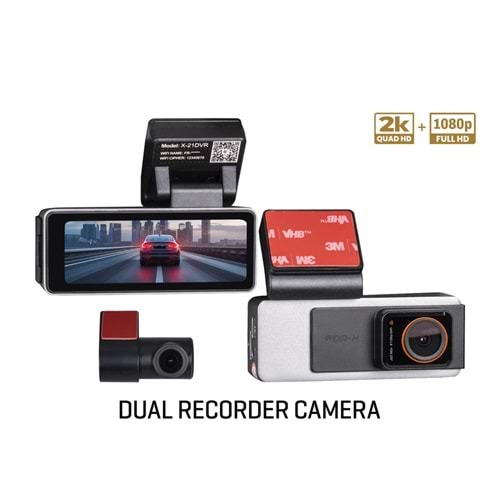 FOR-X X-21DVR ARAÇ GÜVENLİK KAMERASI WİFİ BAĞLANTILI 2 KAMERALI 512GB DESTEKLİ