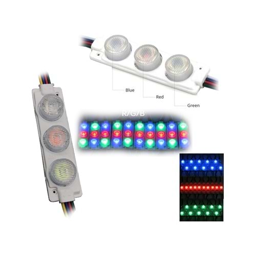 12 VOLT 3 WATT RGB MODÜL LED 3 LÜ