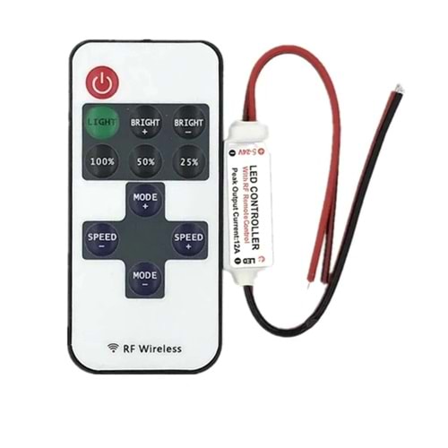 RF Uzaktan Kumandalı Şerit Led Dimmer LED Işık Kontrolü 12V/24V