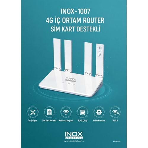 INOX-1007 4G SIM KARTLI ROUTER İÇ ORTAM WIFI VE RJ45 ÇIKIŞLI