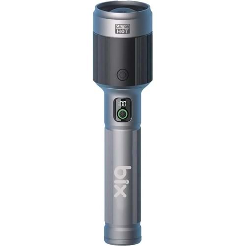 BİX BX5102FL 60W LED, Max. 3000 Lümen Parlaklık ve 1000 Metreye Kadar Uzun Menzilli, Şarj Edilebilir, LED Güç Göstergeli ve Çok Modlu Kompakt El Feneri