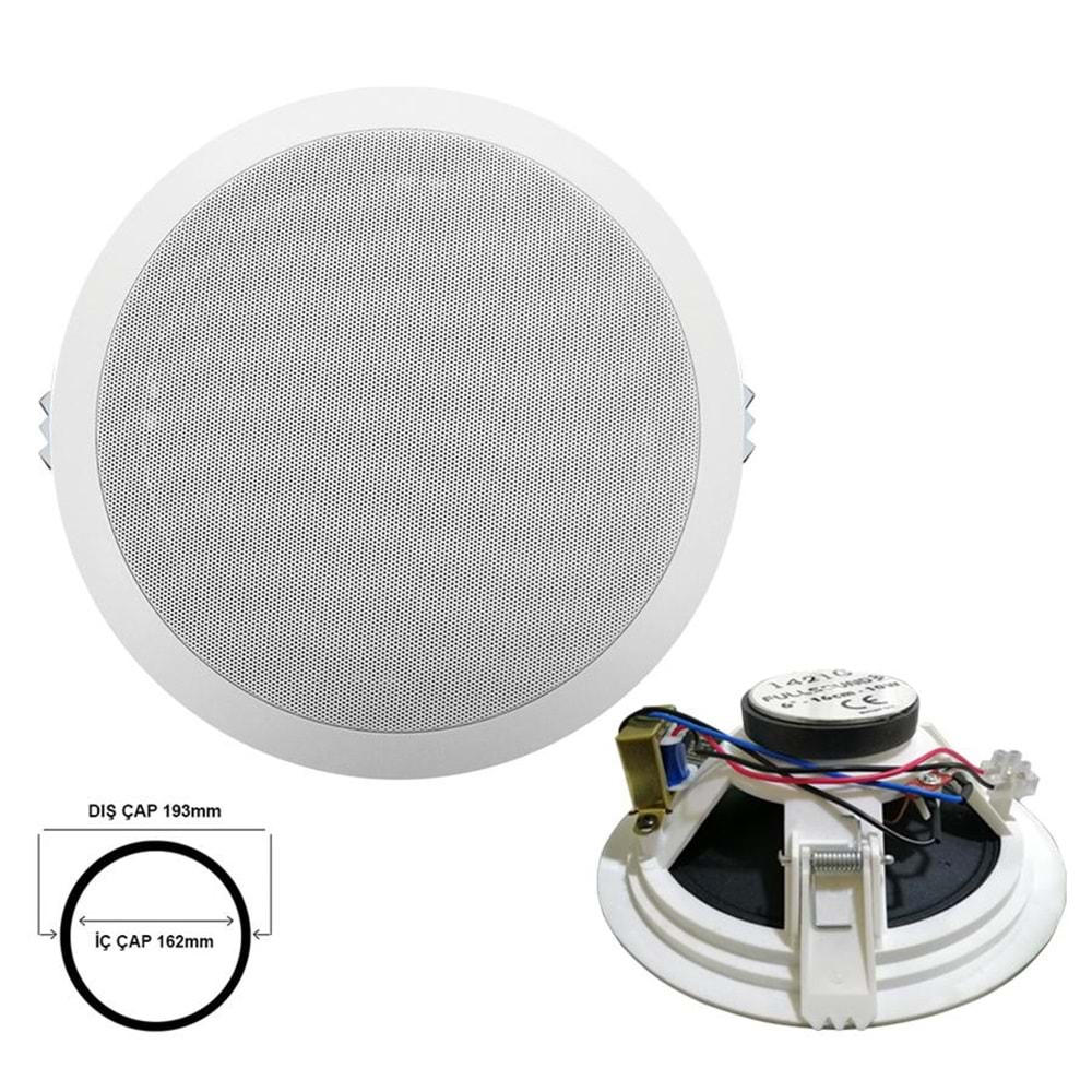 FULLY K-1421G Alçıpan Tavan Hoparlör 16cm 10 Watt Trafolu Beyaz
