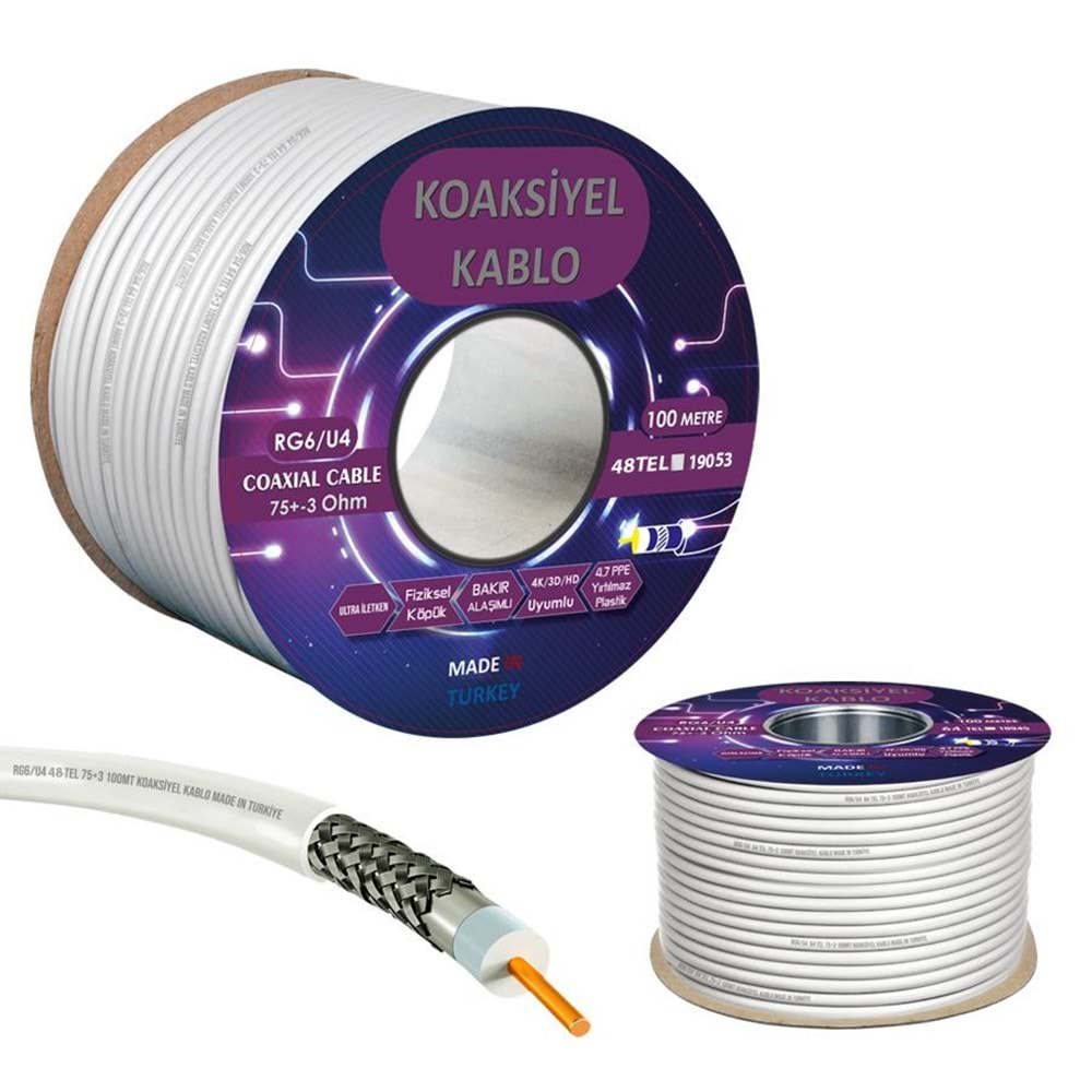 ANTEN KABLOSU RG6/U4 48TEL 100MT CABLECABLE