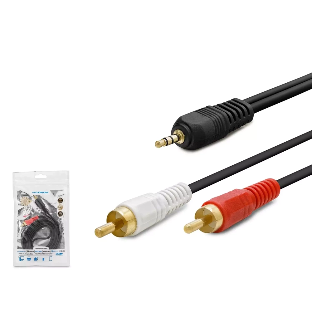 KABLO AUX 3,5MM TO 2RCA GOLD 1,5MT HADRON HDX-1024