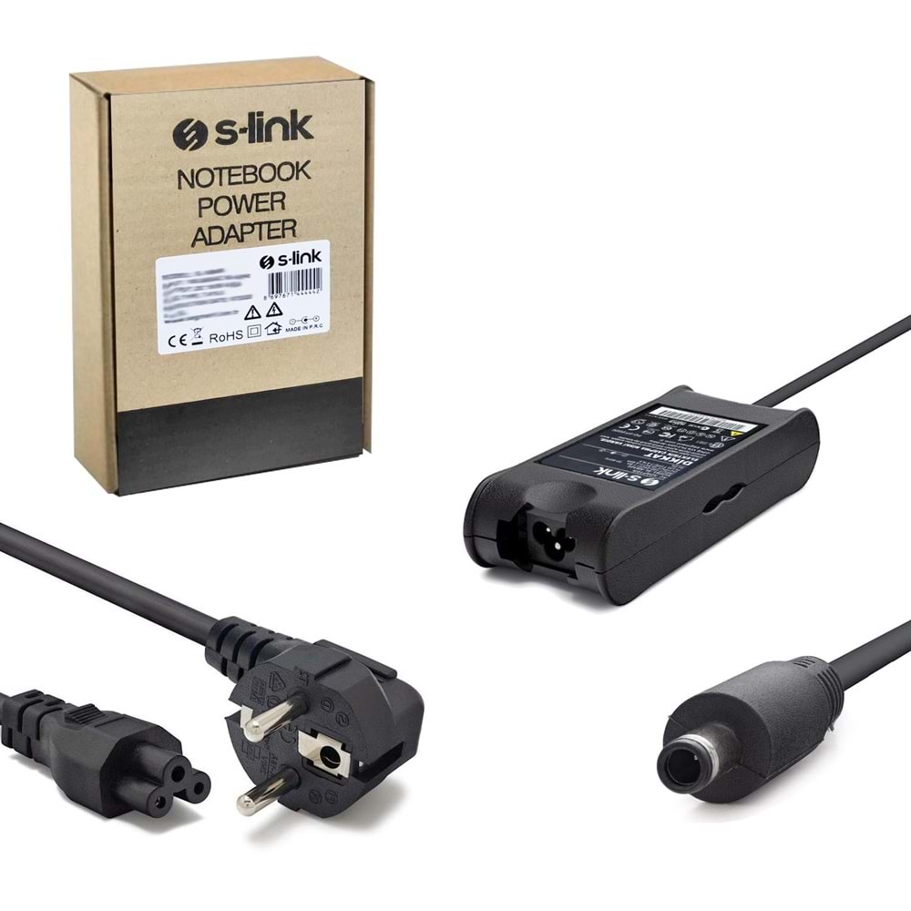 NOTEBOOK ADAPTÖR 65W 19,5V 3,34A 4,5X3,0MM DELL ORTASI İĞNELİ S-LİNK SL-NBA26