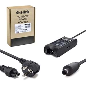 NOTEBOOK ADAPTÖR 65W 19,5V 3,34A 4,5X3,0MM DELL ORTASI İĞNELİ S-LİNK SL-NBA26