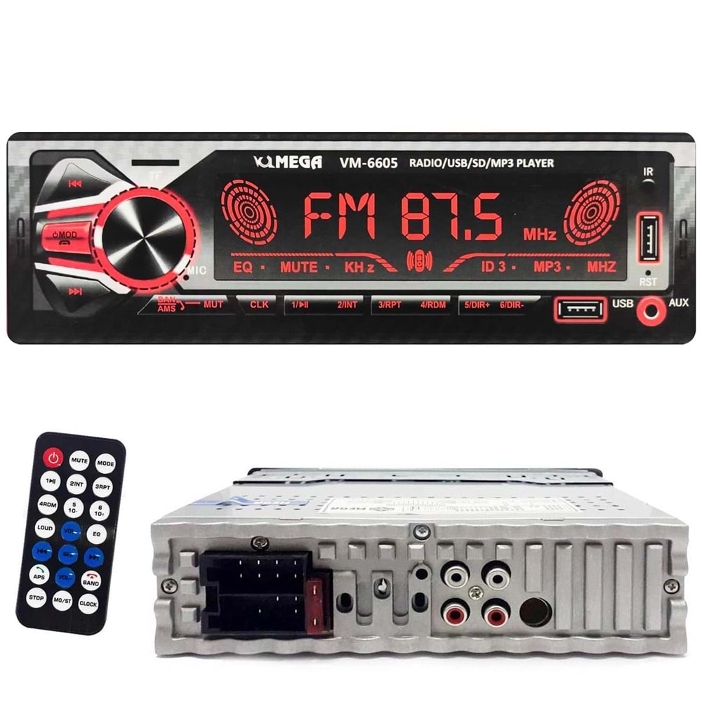 MEGA VM-6605 Oto Teyp 4X60 Watt Bluetooth Büyük Ekran