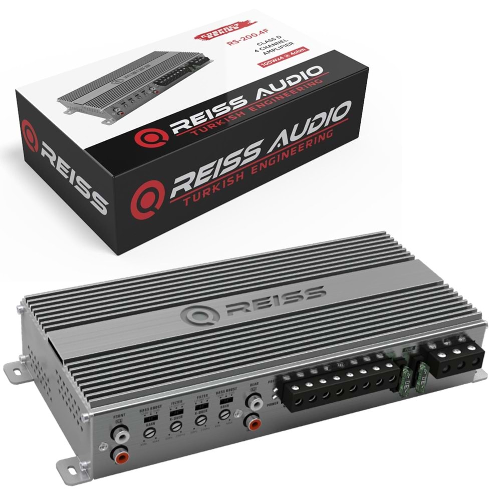 REISS AUDIO RS-F200,4D Oto Anfi Stereo 400 Watt 4 Kanal