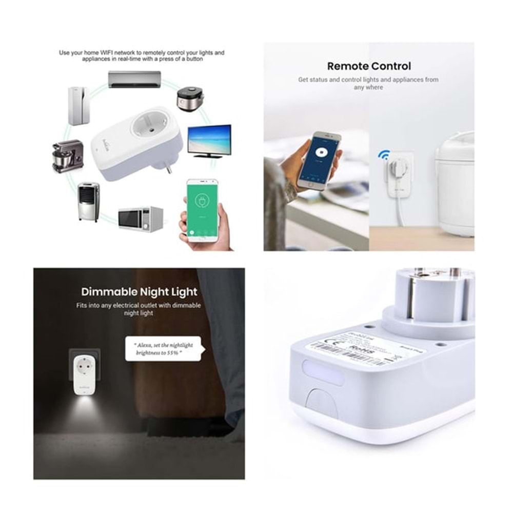 AKILLI WIFI PRİZ 16A 2,4GHZ ALEXA GOOGLE ASSISTANT DESTEKLİ BROADLINK SP4L-EU
