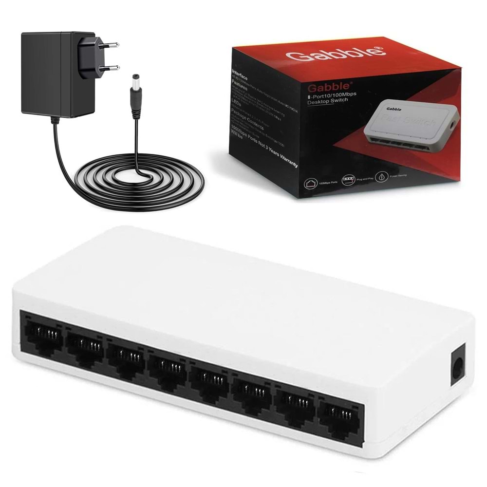 ETHERNET SWITCH HUB 8 PORT 10/100MBPS GABBLE G-518