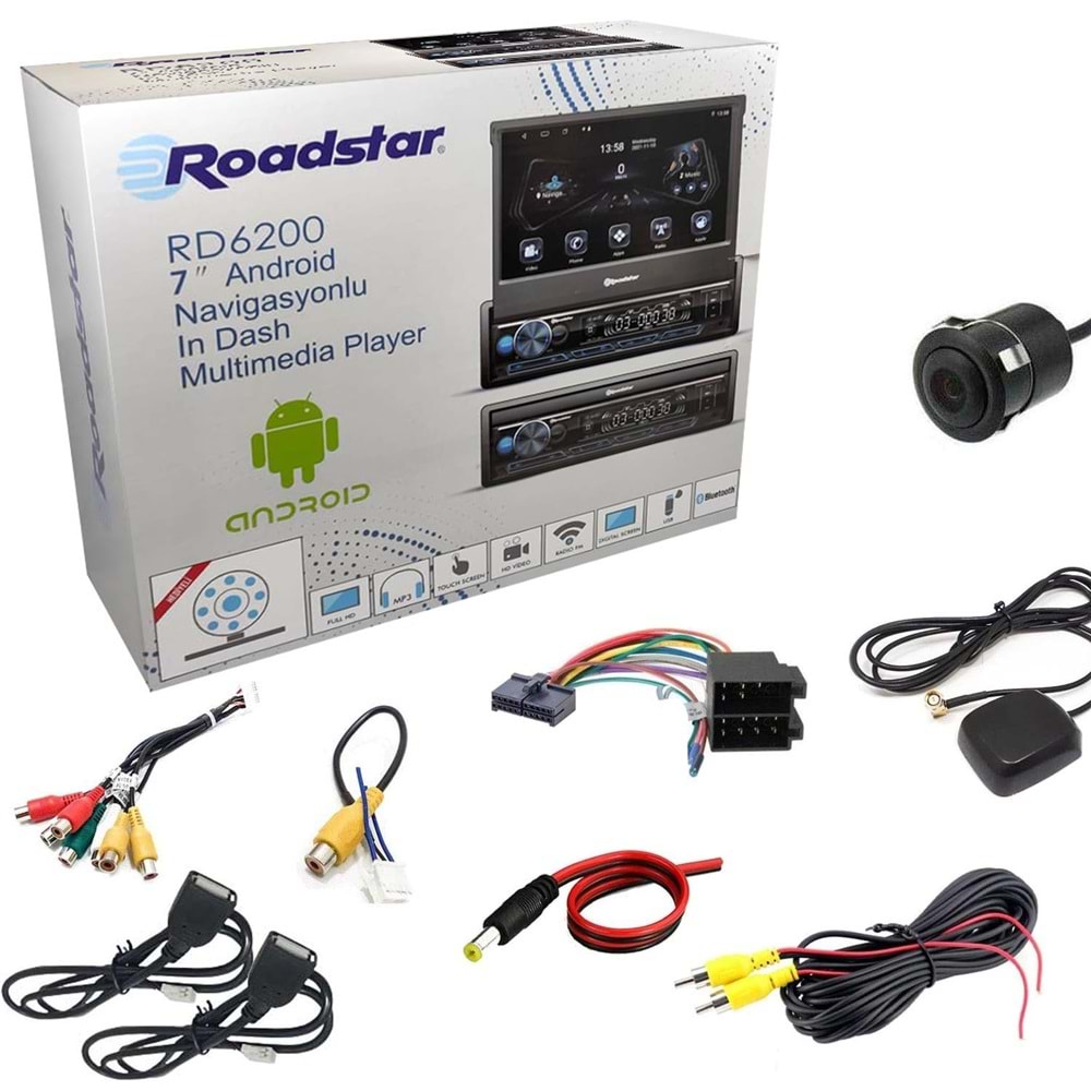 ROADSTAR RD-6200 İndash Teyp 7 İnç 4X50 Watt Bluetooth Android