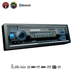 KAMOSONIC KS-MX802 Oto Teyp 4X50 Watt Bluetooth 2xUsb Sd Fm Aux