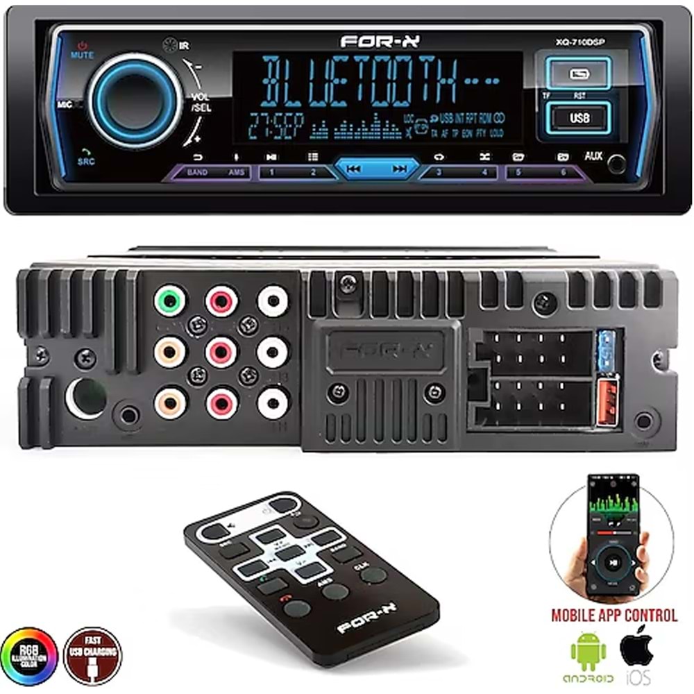 FOR-X XQ-710DSP Oto Teyp 4X60 Watt Bluetooth Mobil Aplikasyon