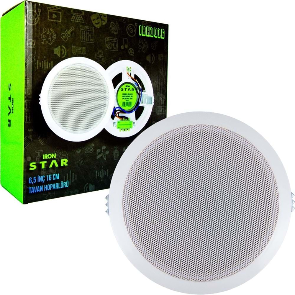IRONSTAR IRH-1016 Alçıpan Tavan Hoparlör 16cm 3 Watt Trafolu Beyaz