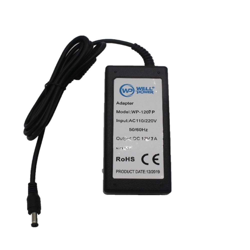 WELLPOWER WP-1207P EKO 12 VOLT 7 AMPER PLASTİK KASA 5,5X2,5 MM