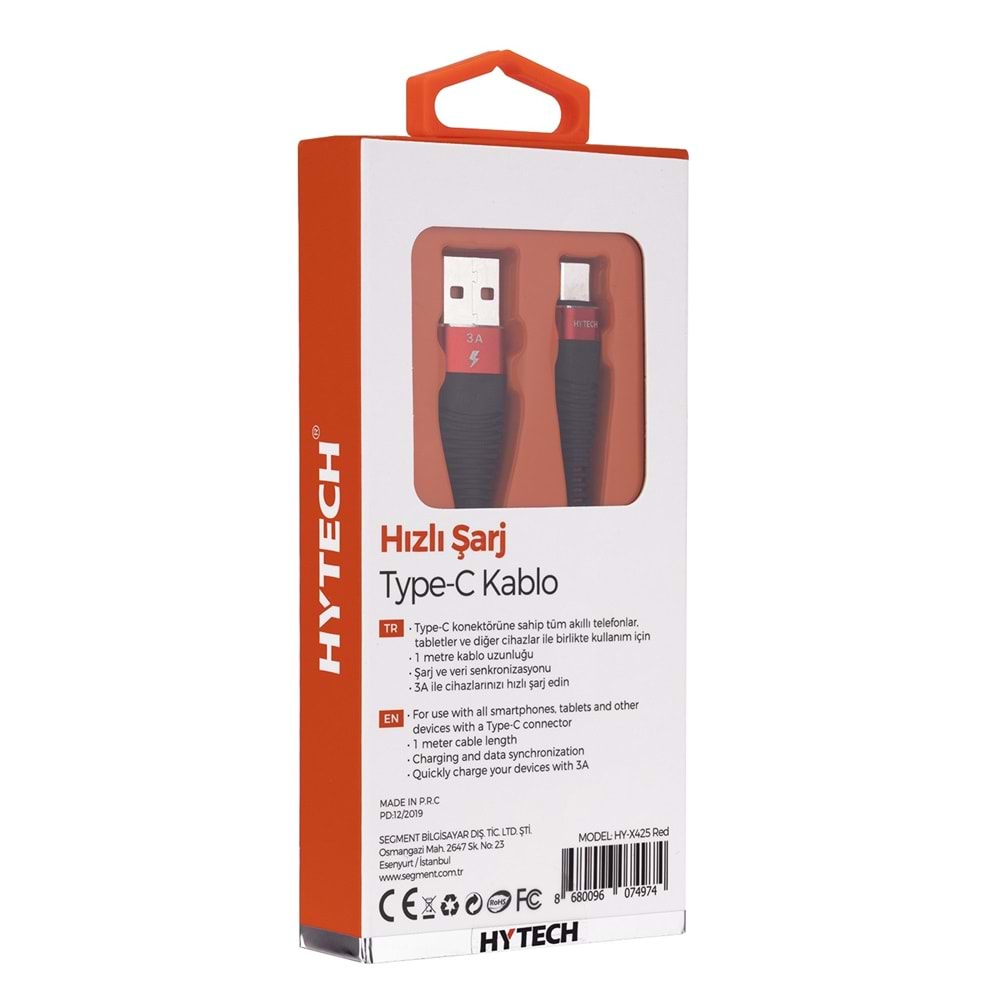 HYTECH HY-X425 RED ŞARJ 3 AMPER TYPE-C KABLO
