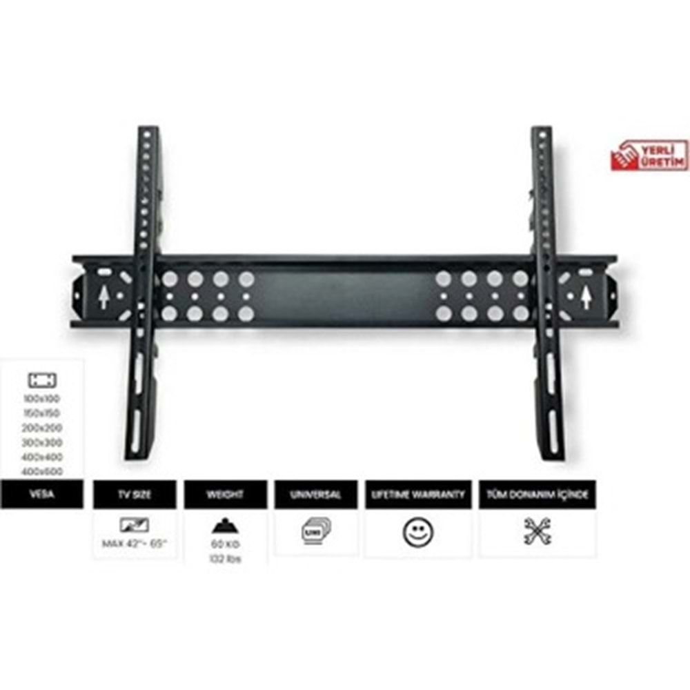 VONTECH VT-42 S 42’’- 65’’ LCD/LED SABİT TV DUVAR ASKI APARATI