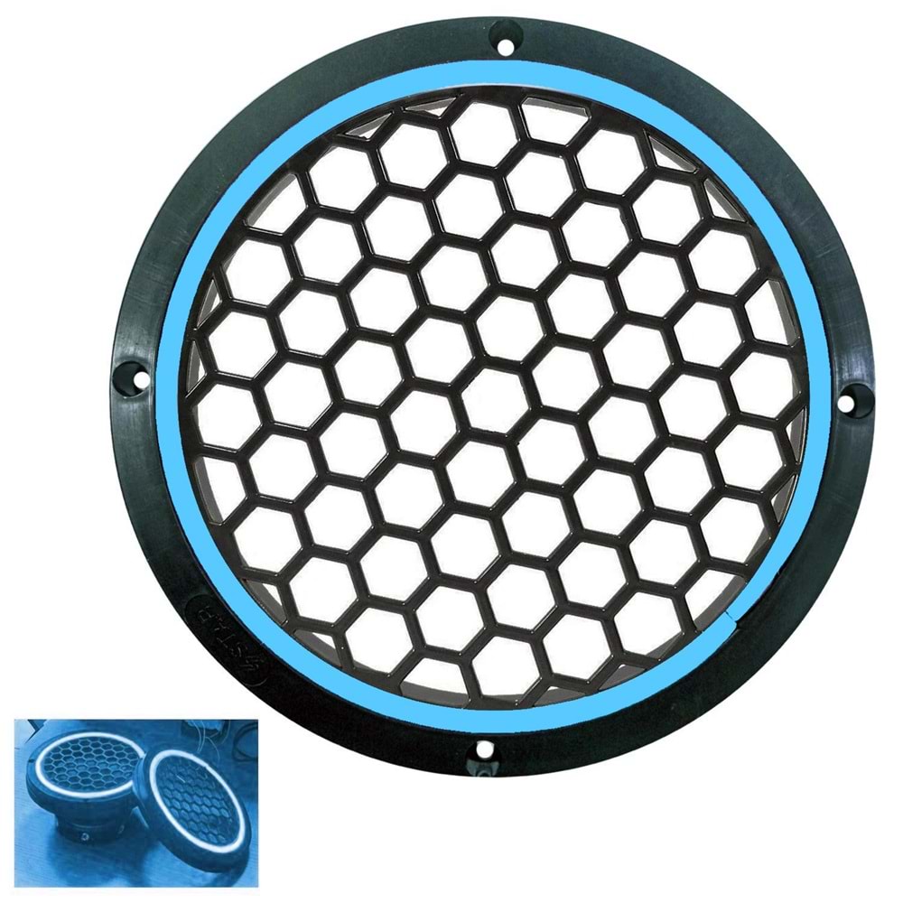 OEM 16CM HOPARLÖR KAPAĞI BUZ MAVİSİ NEON LEDLİ (2 ADET)