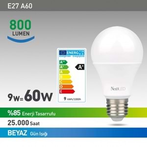 NEXT YE-E27RL-9WB 9W (60W) 220 VOLT 800 LUMEN BEYAZ LED AMPÜL