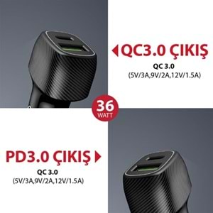 ACL AC-85 PD HIZLI ŞARJ 3,0 USBx2 6A 36 Watt Araç İçi Şarj Aleti