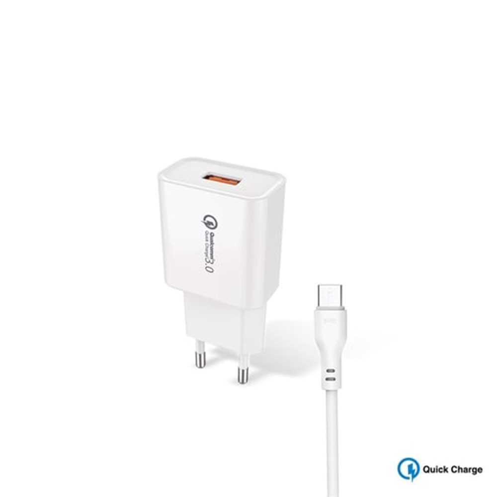 ACL AC-66 3A 18Watt 1mt Micro USB Kablolu Seyahat Şarj Aleti
