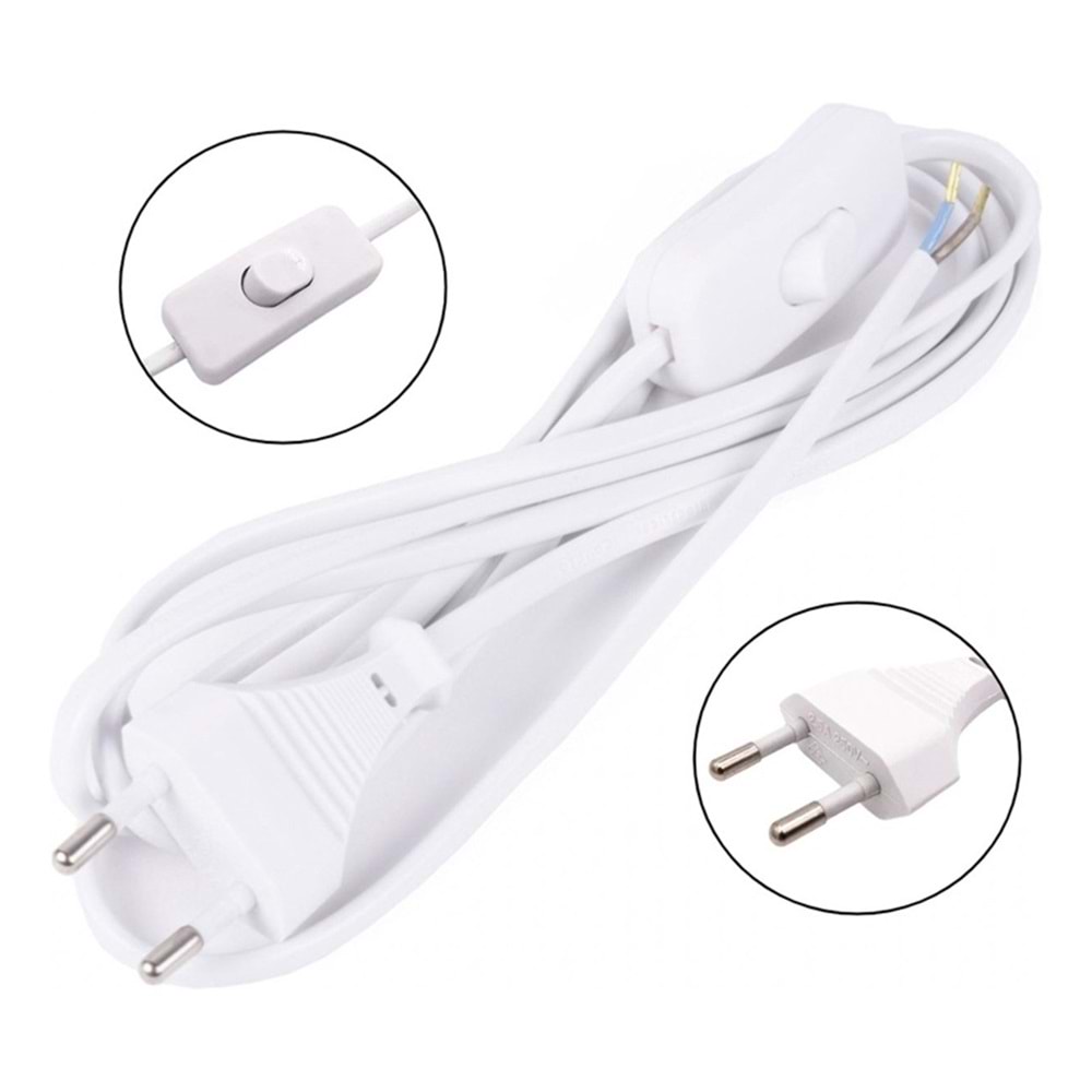SLine KABLO3322W 1,5M 2 Pin Anahtarlı İthal Power Kablo