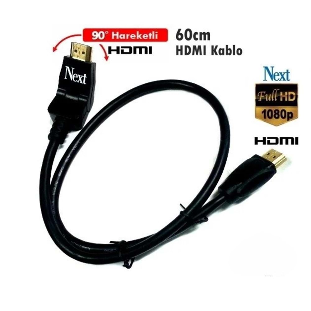 NEXT YE-1108 180 DERECE DÖNEBİLİR SOKETLİ 60CM HDMI KABLO