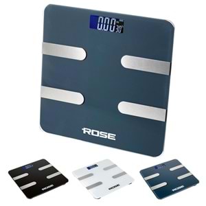 ROSE RB-201 Dijital Tartı Bluetooth Telefon Uygulamalı Akıllı Yağ Ölçer Siyah