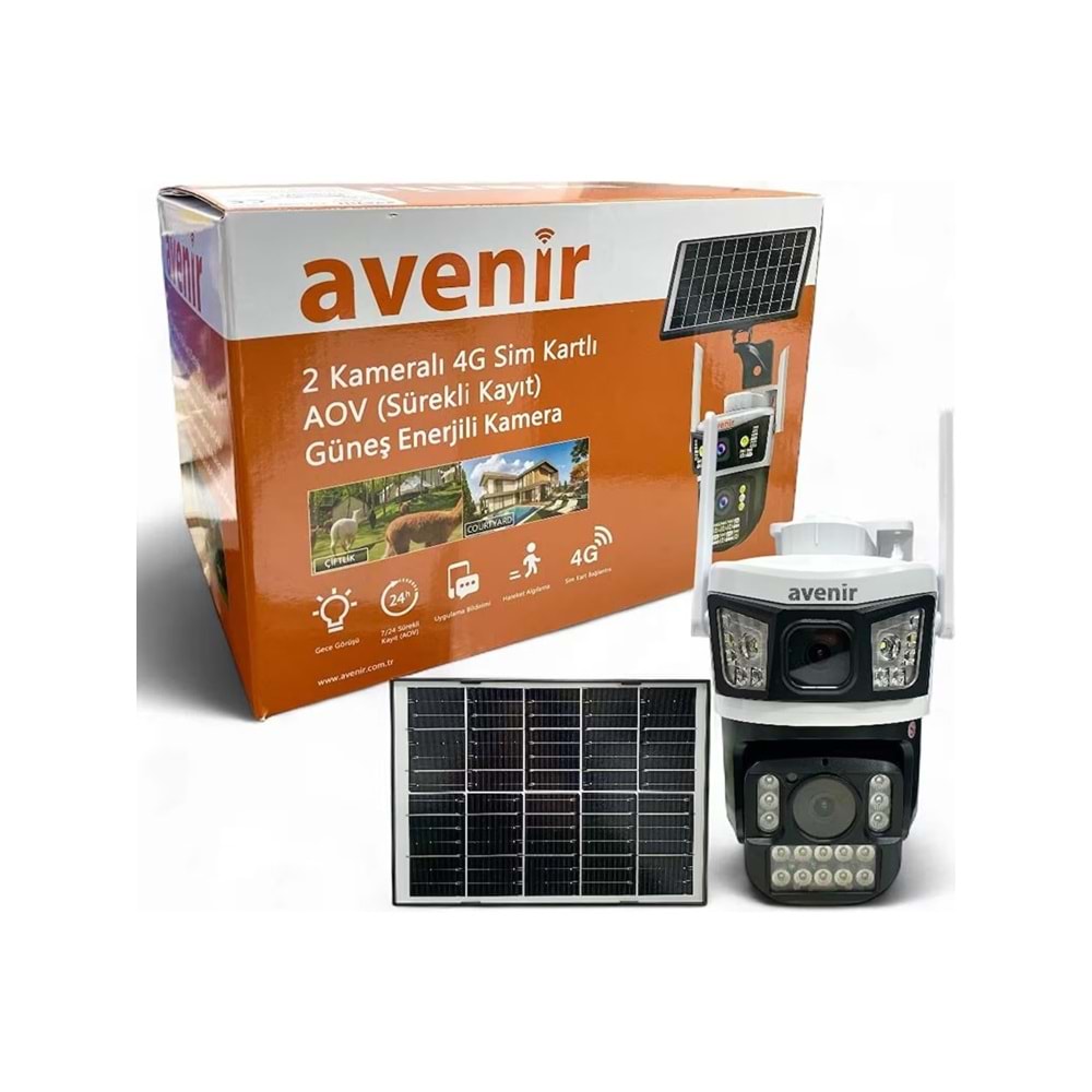 AVENİR AV-S425 6MP Sim Kartlı 2 Kameralı 4g Solar Kamera